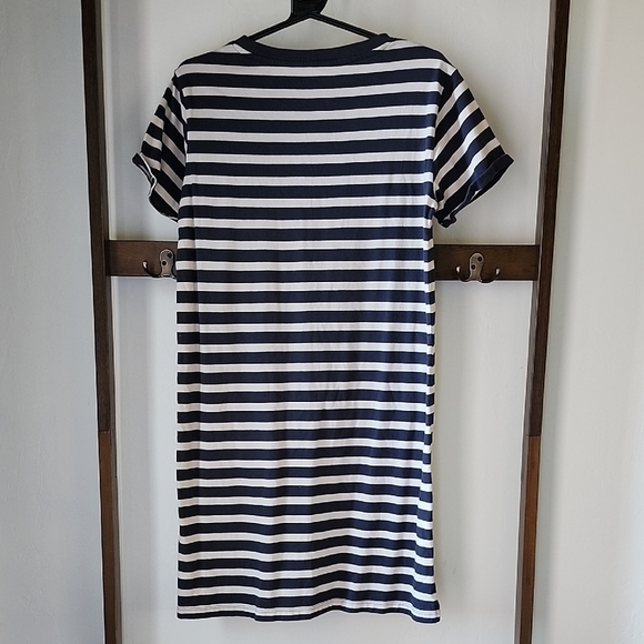 Navy and White Striped T-Shirt Dress - Picture 3 of 3